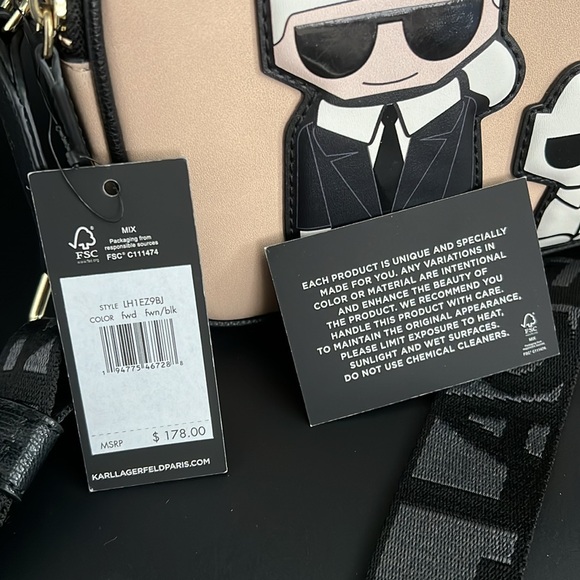 Karl Lagerfeld Black and Cream (Fawn) Crossbody Bag featuring Choupette - Picture 13 of 13